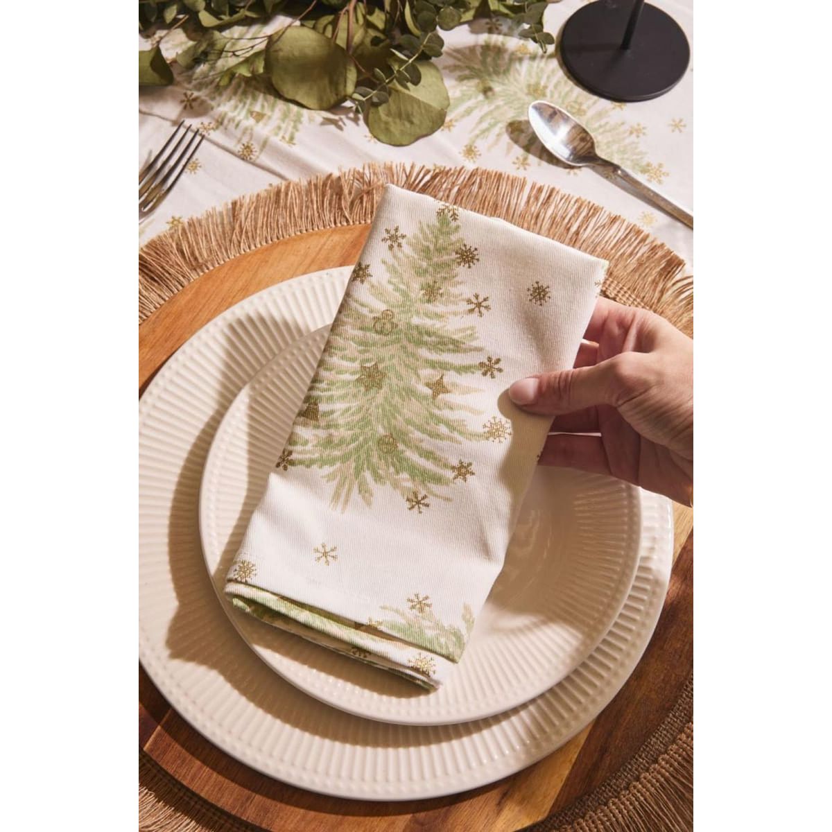 MAP DESIGN HOME - Servilleta de Tela Arbol de Navidad Algodon 40x40 cm