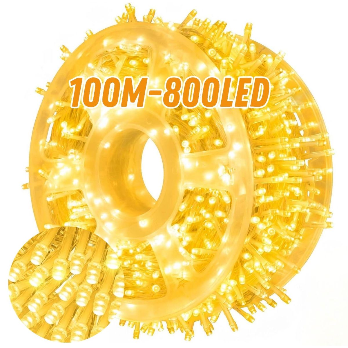 GENERICO - Luces de Navidad 100 Metros con 800 LED Guirnalda Cable Transparente 8 Modos Regulación y Conexión en Serie 220V
