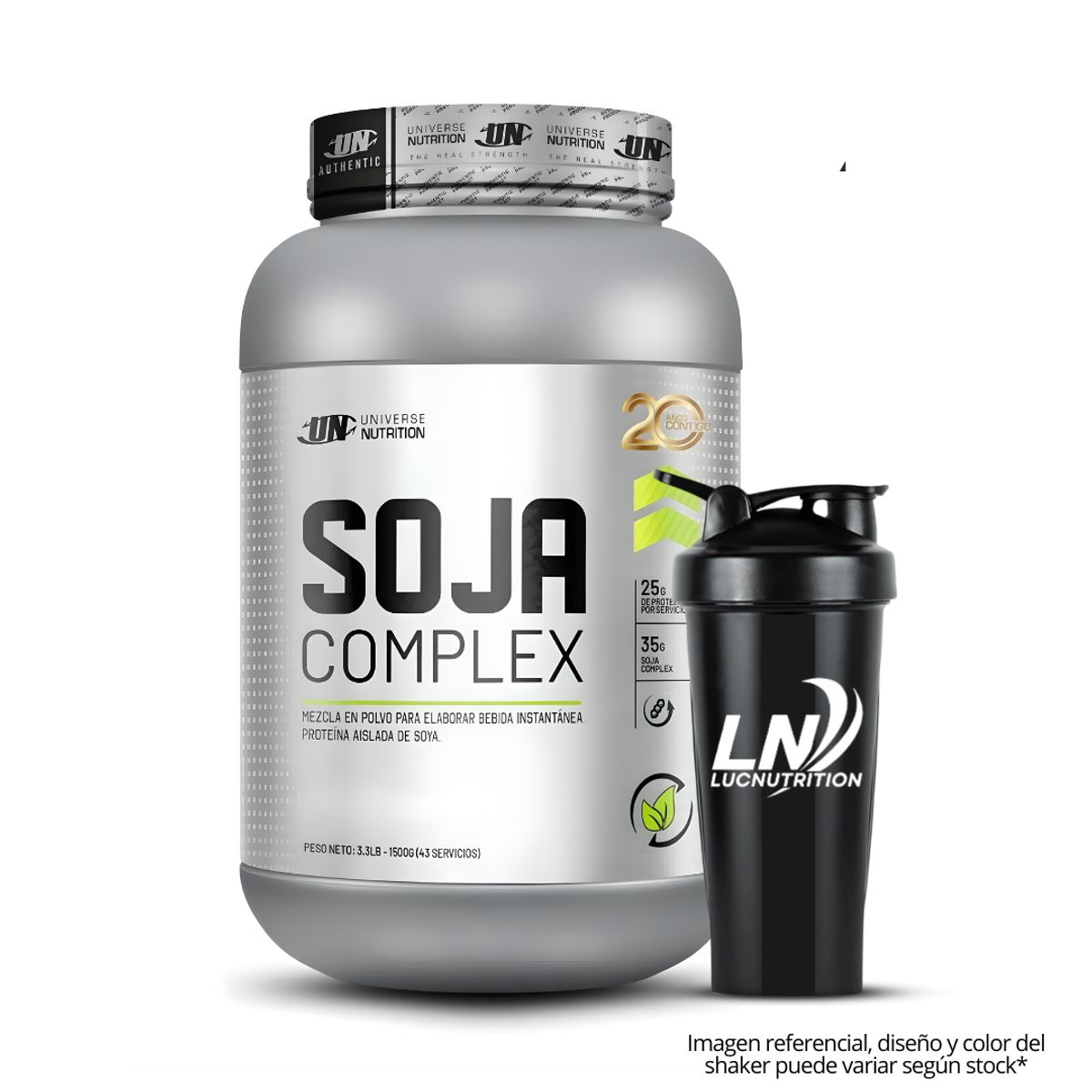UNIVERSE NUTRITION - Soja Complex 1.5 KG Proteina de Soja Vegana - Cookie and Cream + Shaker