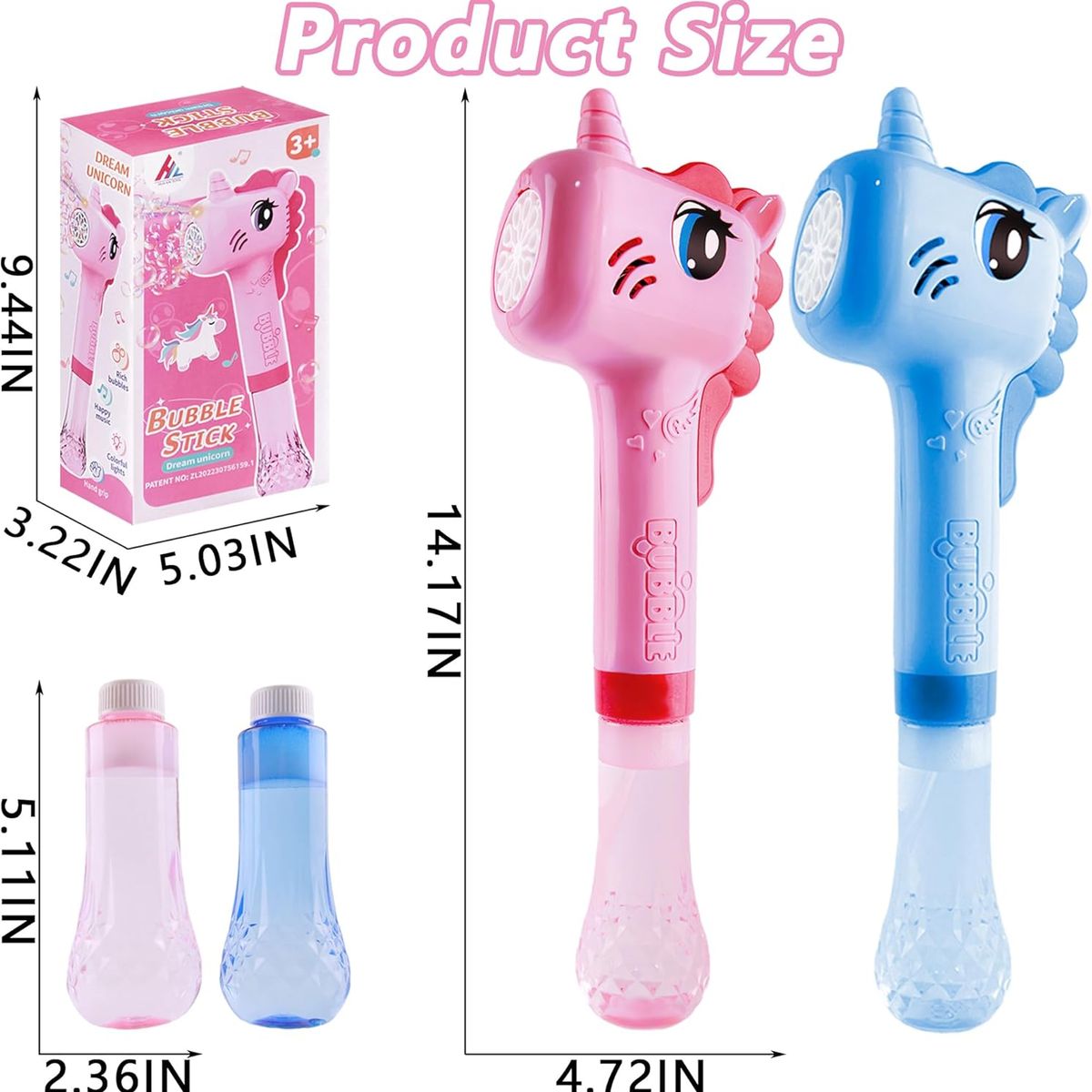 GENERICO - PISTOLA BURBUJAS UNICORNIO CON LUZ Y MÚSICA MAQUINA GENERADOR BURBUJAS MASIVA NIÑOS NIÑAS