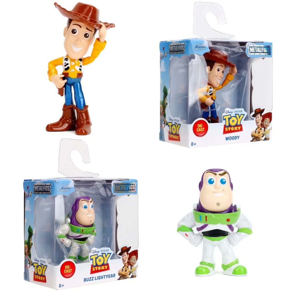 JADA TOYS - Toy Story MetalFigs Die Cast 2 Pack Buzz Lightyear, Woody minifiguras
