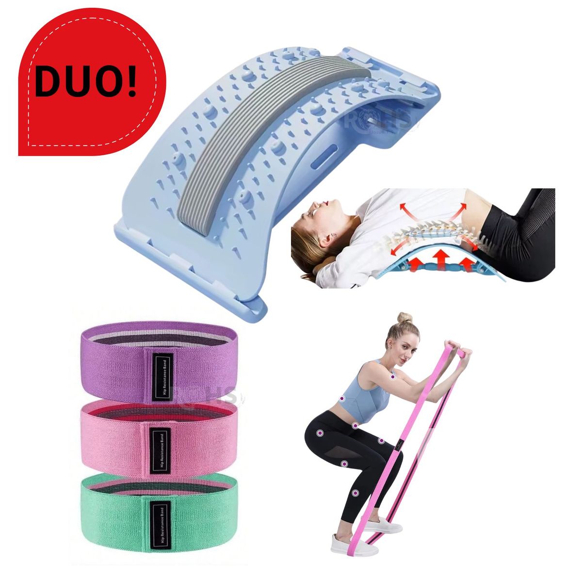 OEM - DUO Bandas de Resistencia de Piernas y Glúteos + Soporte Lumbar