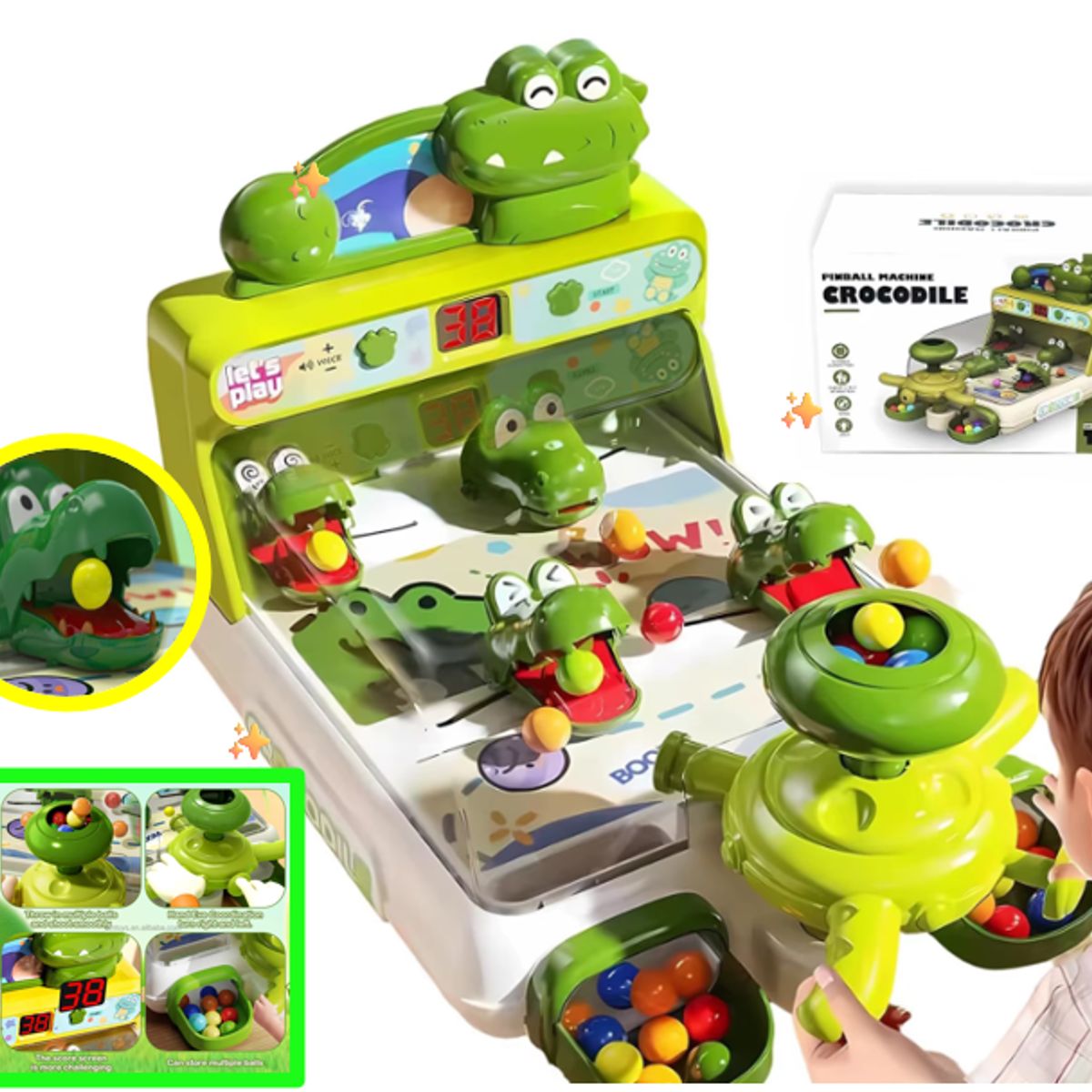 GENERICO - Juego de mesa Máquina Pinball Dinosaurio Cocodrilo Verde