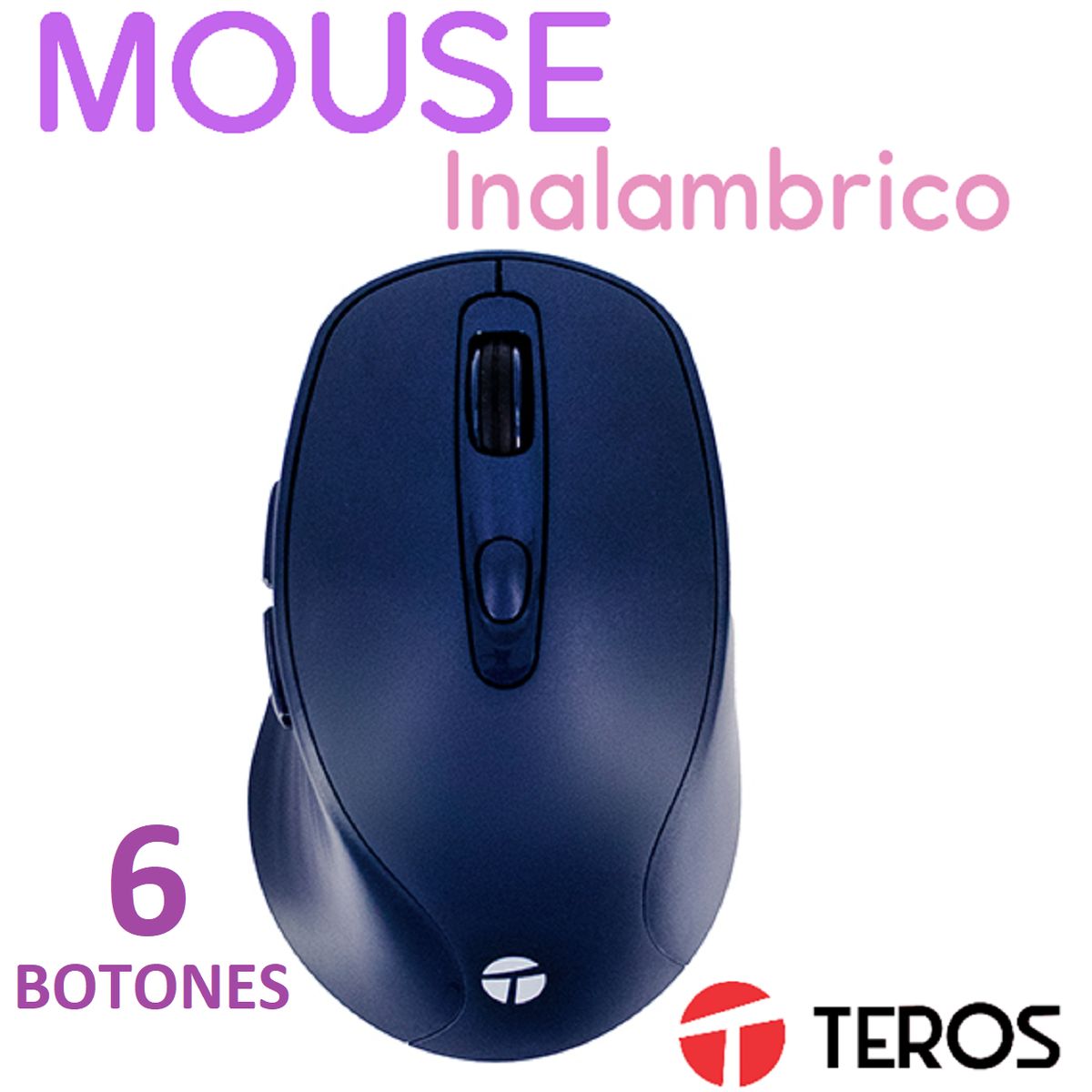 TEROS - Mouse Inalambrico 6 botones TEROS TE1235S color AZUL 800 1200 1600 DPI