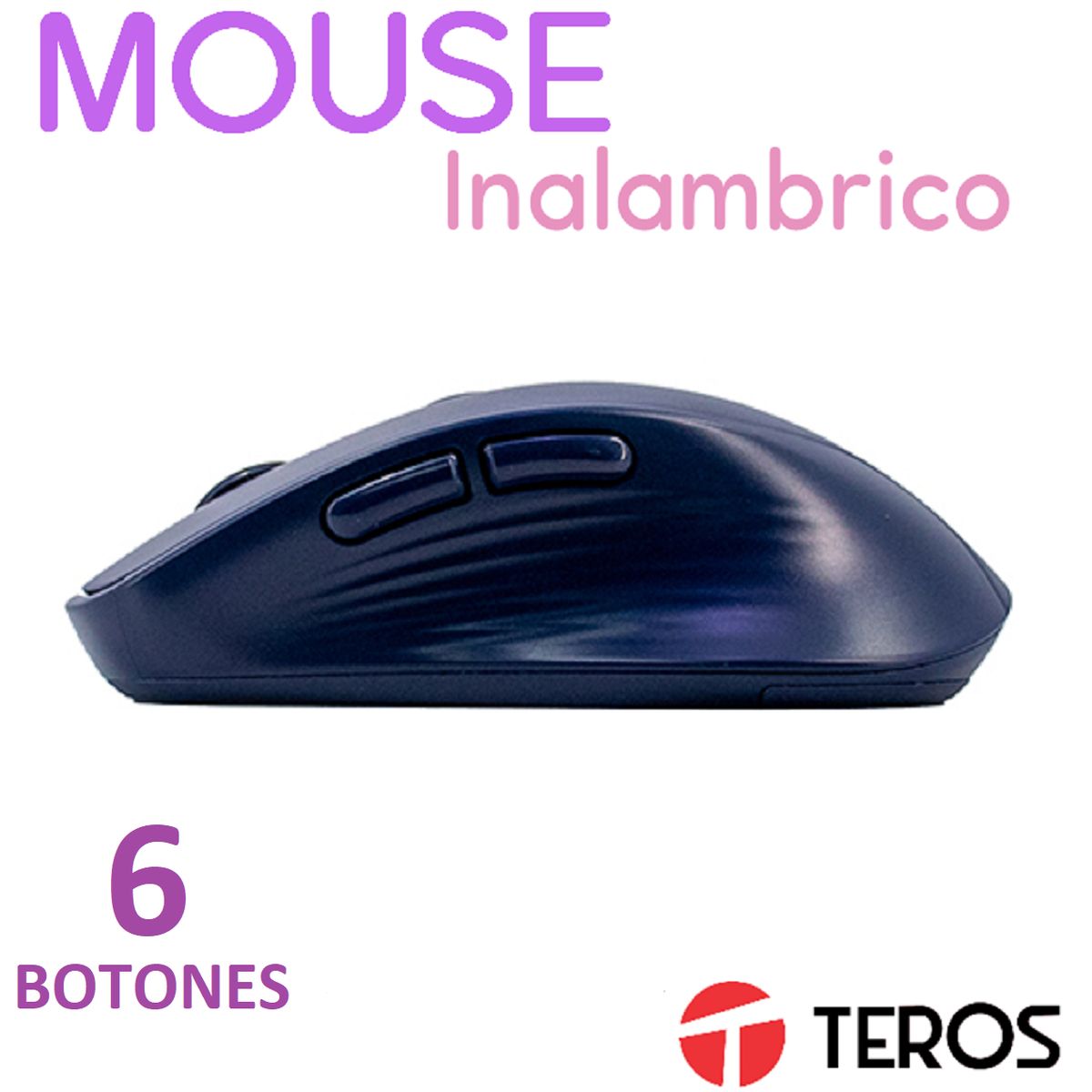 TEROS - Mouse Inalambrico 6 botones TEROS TE1235S color AZUL 800 1200 1600 DPI
