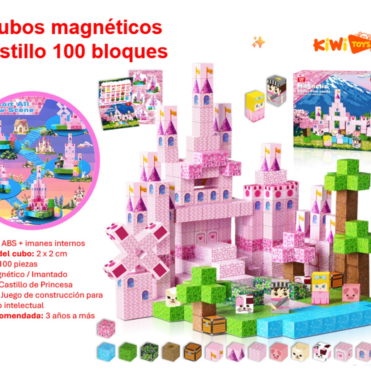 GENERICO - Bloques magnéticos castillo de princesa 100 Pcs