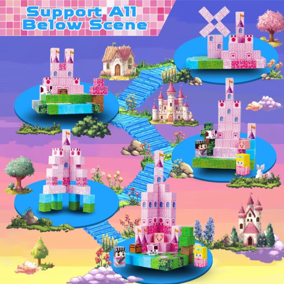 GENERICO - Bloques magnéticos castillo de princesa 100 Pcs