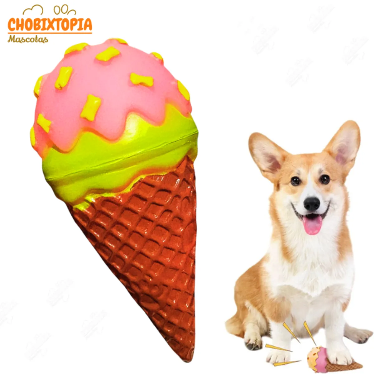 GENERICO - JUGUETE HELADO CHIRRIANTE MASTICABLE MASCOTA-PERRO FRESA LIMON