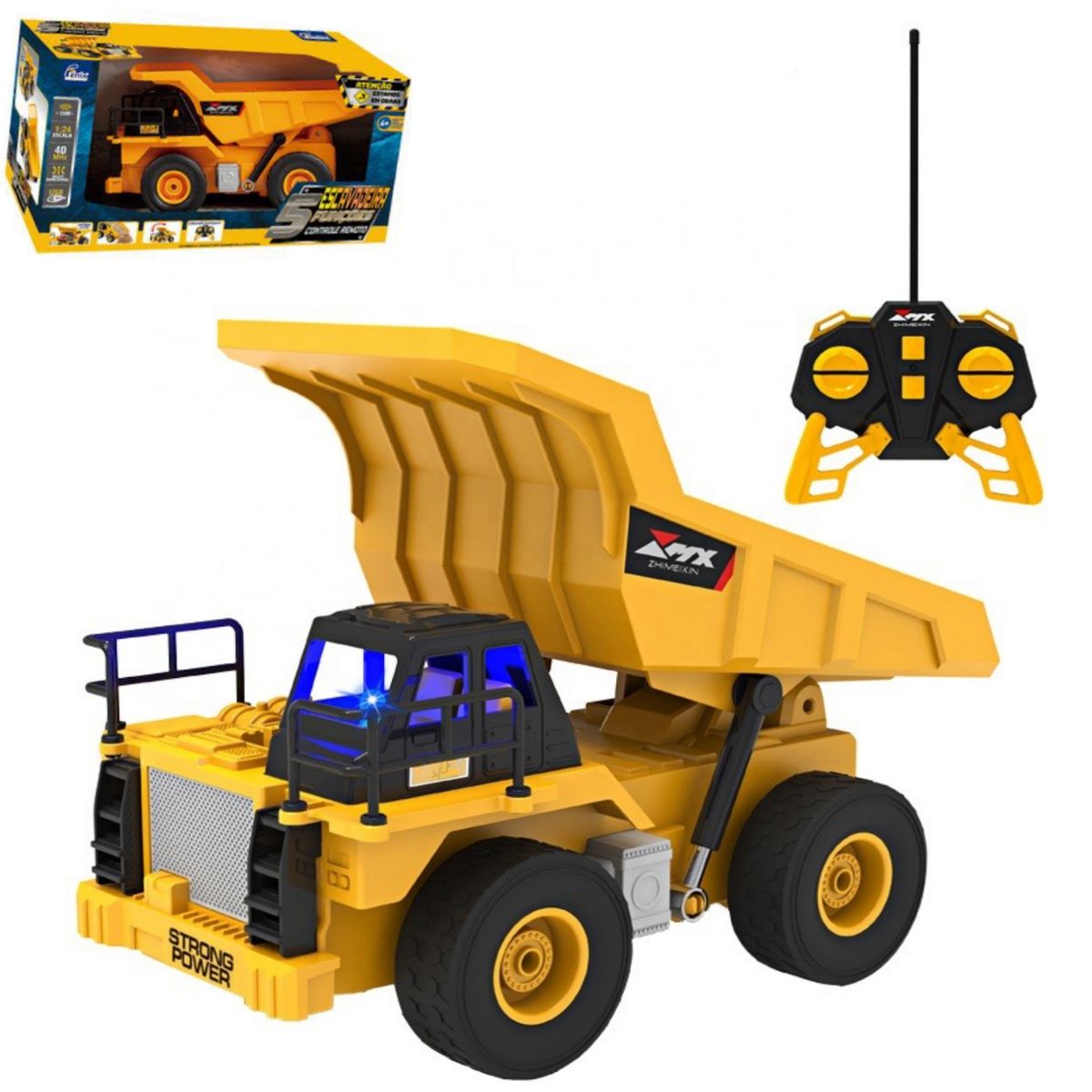 GENERICO - Camión volquete a control remoto recargable luz y sonido