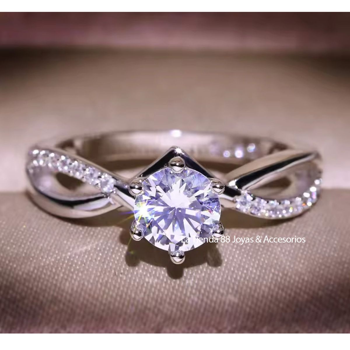 LA TIENDA 88 JOYAS Y ACCESORIOS - La Tienda 88 - Anillo De Compromiso Mujer Amor Bañado Oro 18k - Blanco