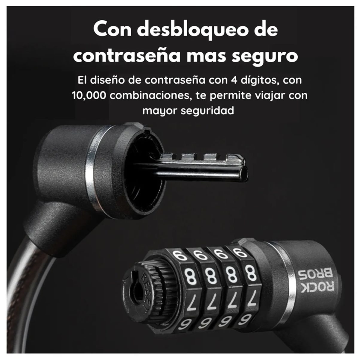 ROCKBROS - CADENA CANDADO ANTIROBO PARA BICICLETA SCOOTER MOTOCICLETA