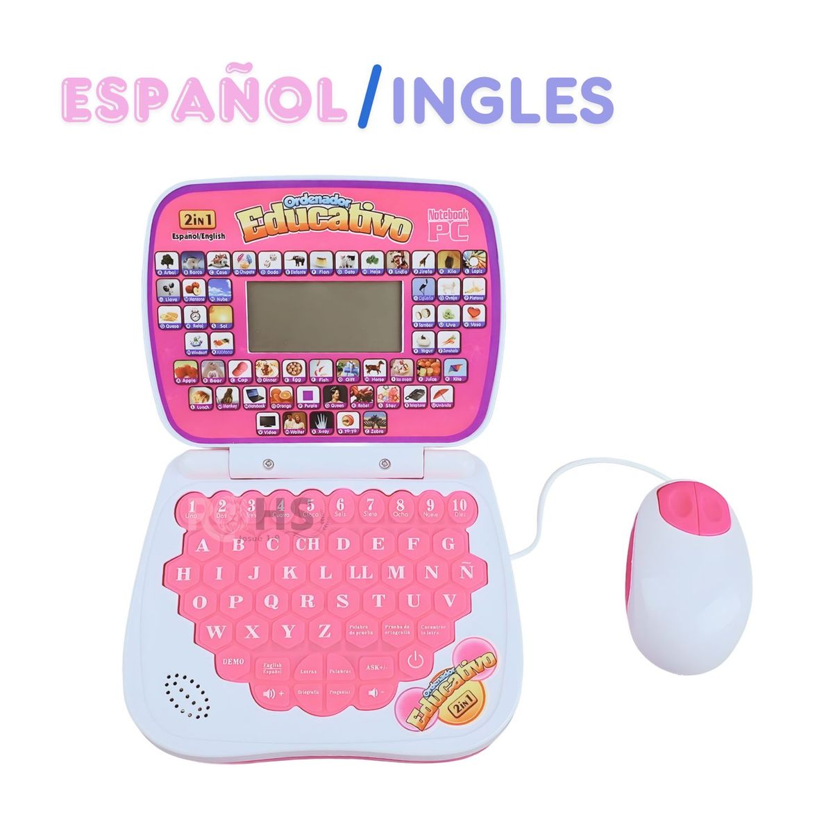 OEM - Mini Laptop Educativa Interactiva Bilingüe Niñas ESPAÑOL - INGLES