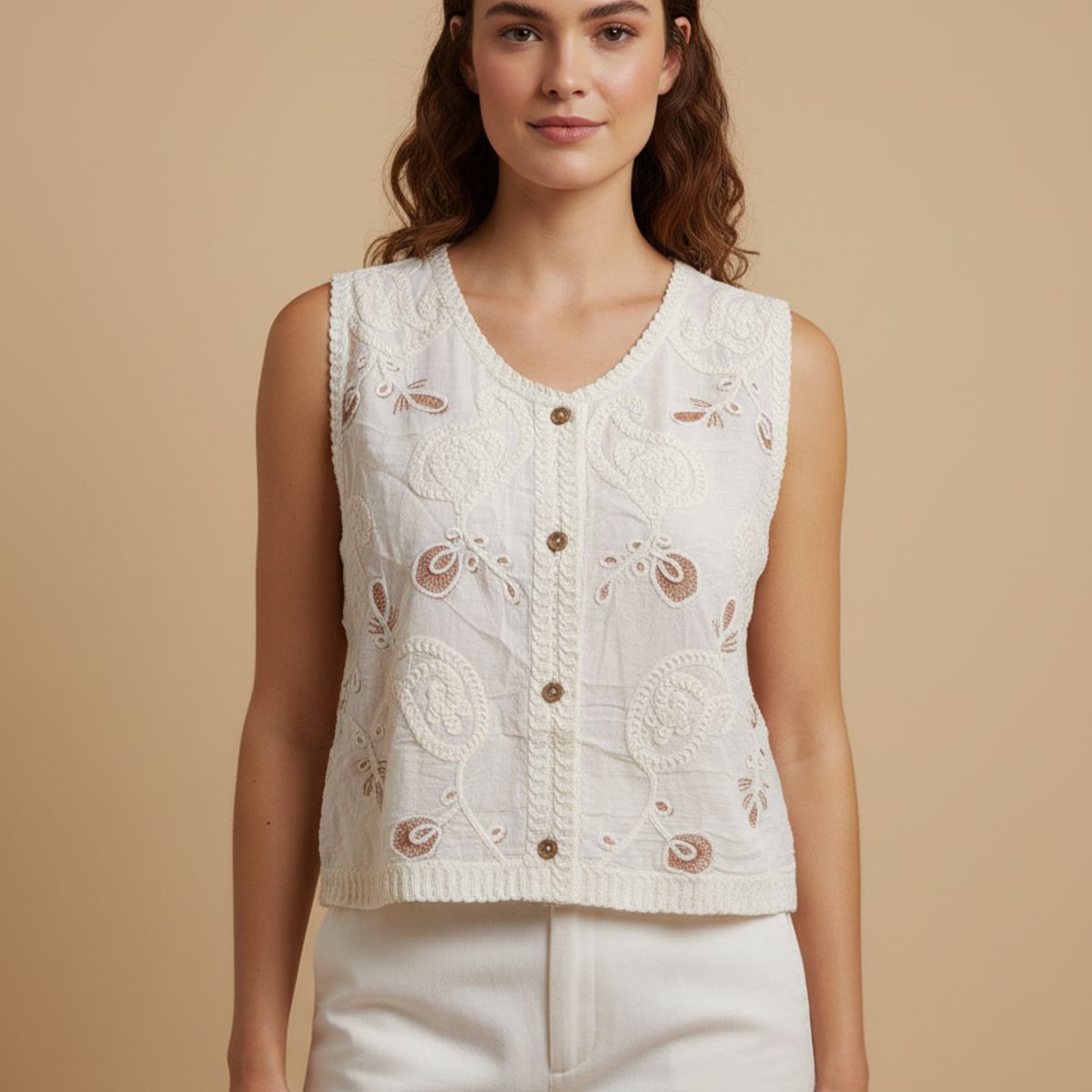 GENERICO - BLUSA MUJER CASUAL BORDADA