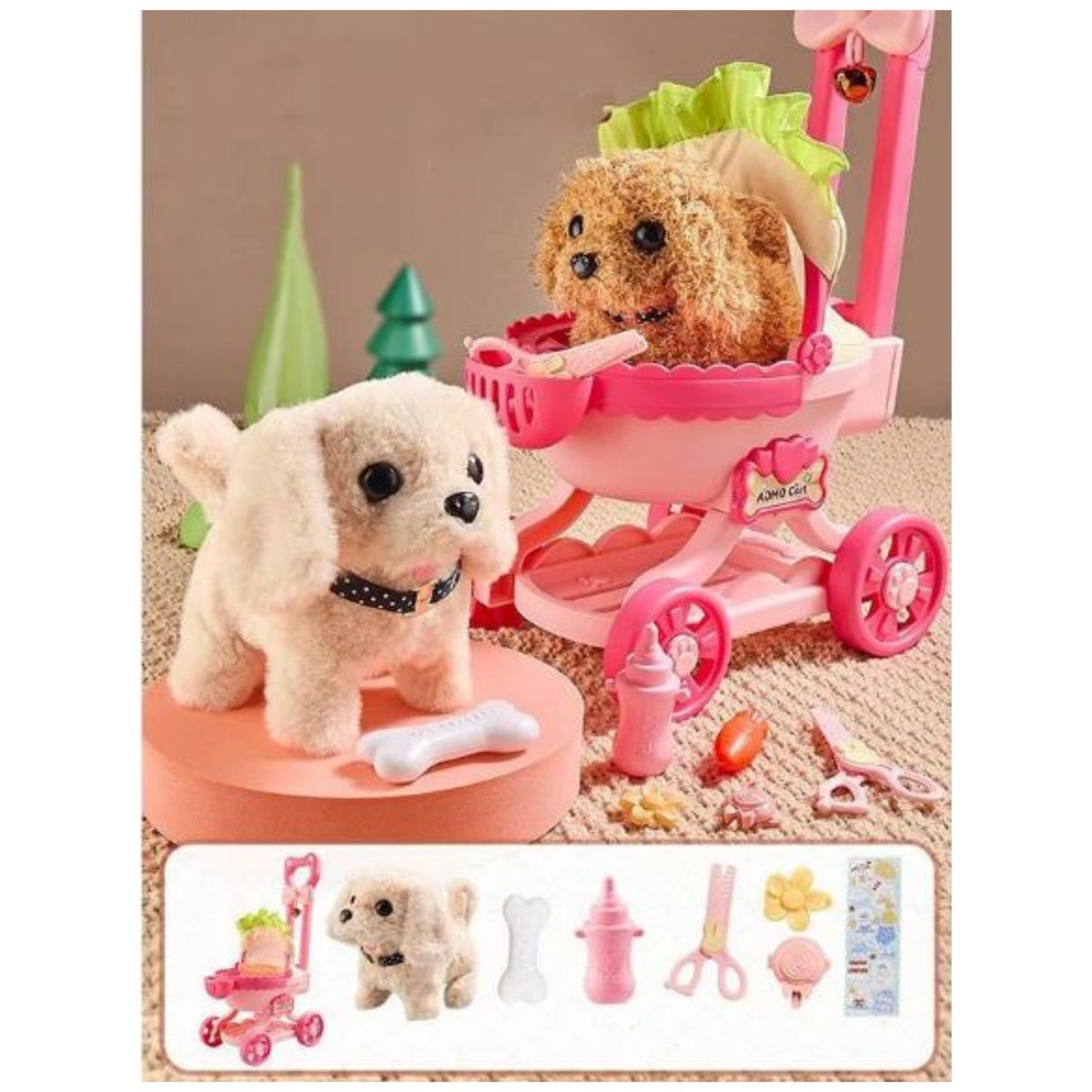 GENERICO - “Súper Cochecito con Perrito de Peluche  ¡El Juguete Más Tierno del Año”