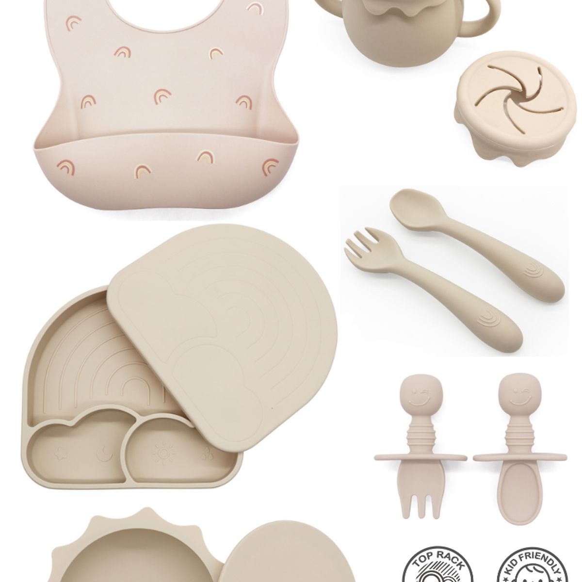 GENERICO - SET DE VAJILLA ARCOIRIS PARA BEBE COLOR BEIGE