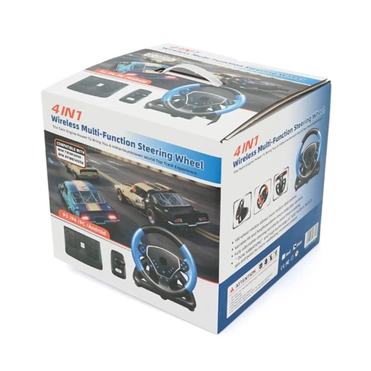 GENERICO - TIMÓN VOLANTE GAMER INALÁMBRICO MULTIFUNCIÓN 4 EN 1 PARA PS3 PS4 PC Y ANDROID