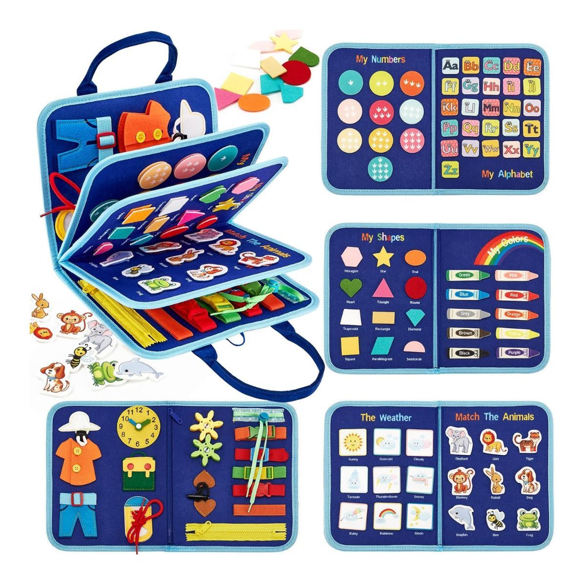 GENERICO - Juego Libro Sensorial De Actividades Montessori Reutilizable