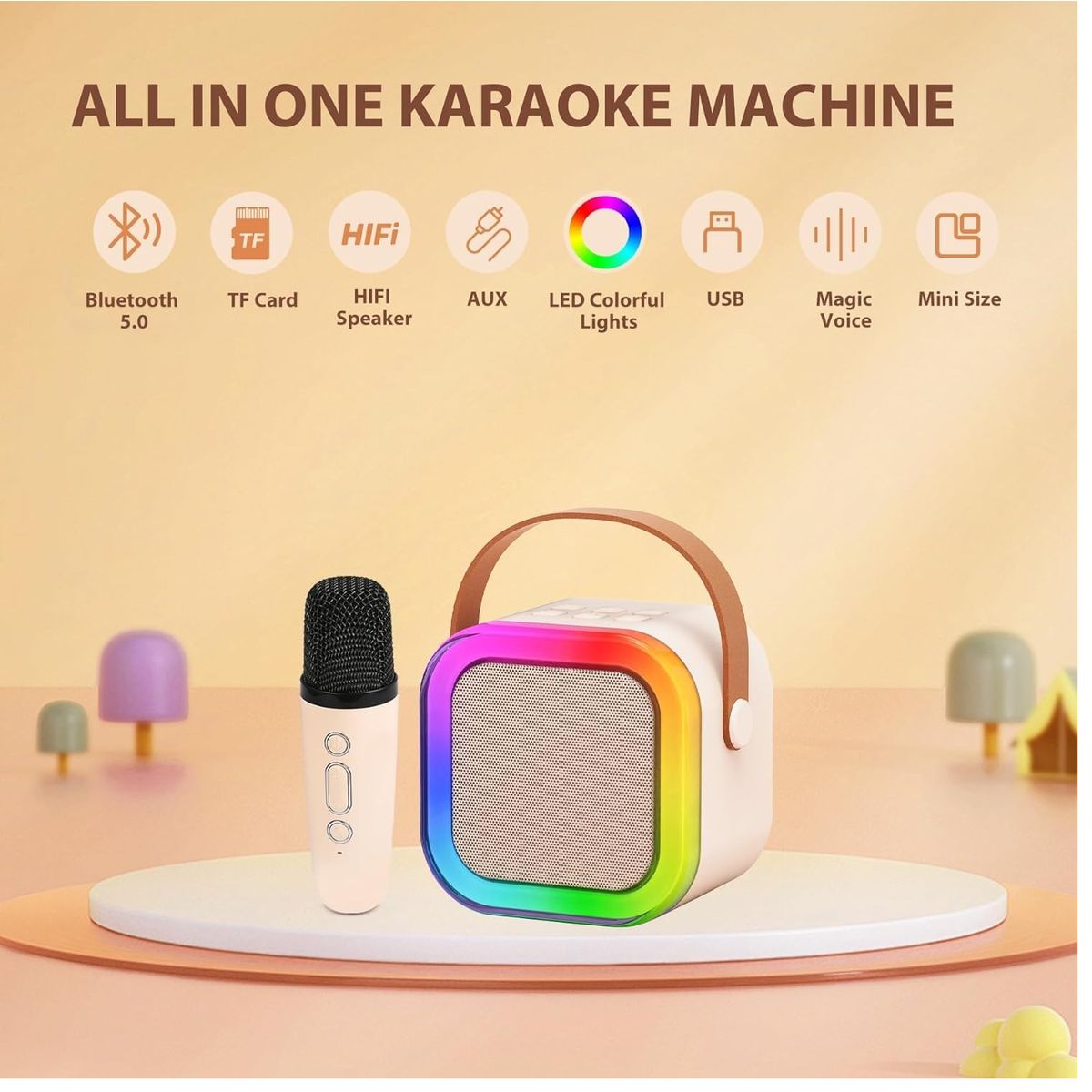 GENERICO - Mini Parlante con Micrófono Altavoz Bluetooth Inalámbrico para Karaoke