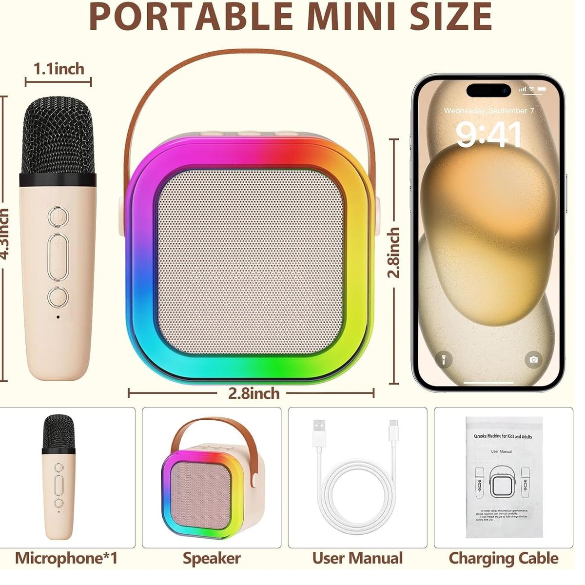 GENERICO - Mini Parlante con Micrófono Altavoz Bluetooth Inalámbrico para Karaoke