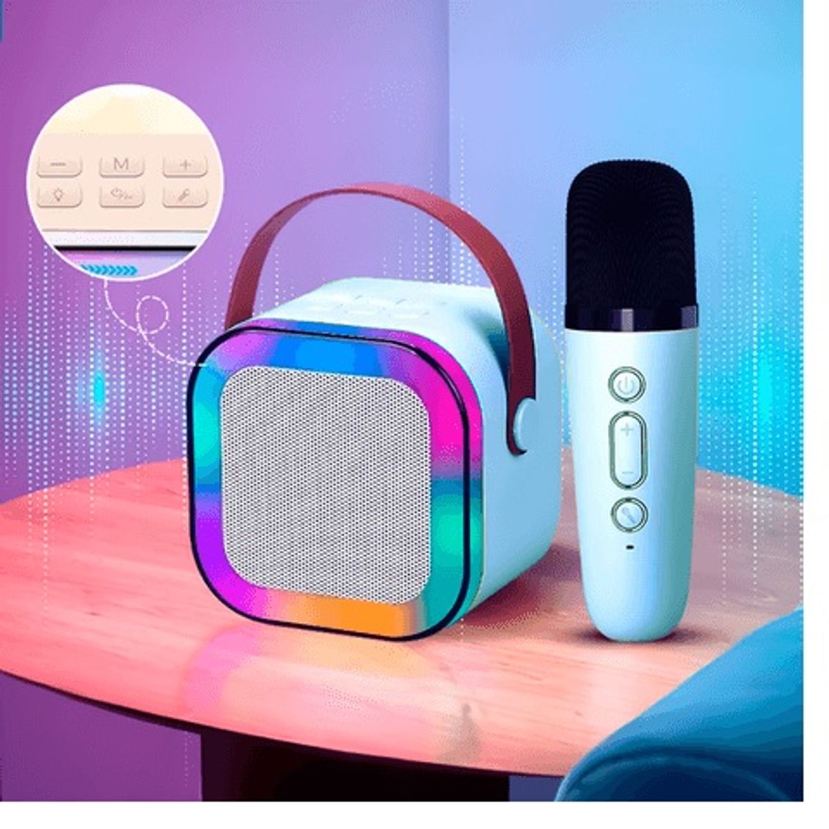 GENERICO - Mini Parlante con Micrófono Altavoz Bluetooth Inalámbrico para Karaoke