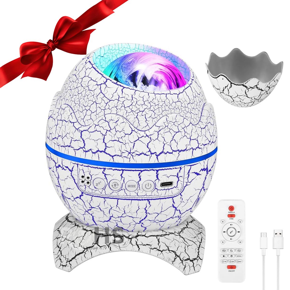 ROHS - Lámpara Parlante Proyector Galaxy Modelo Huevo de Dinosaurio con Bluetooth + Control