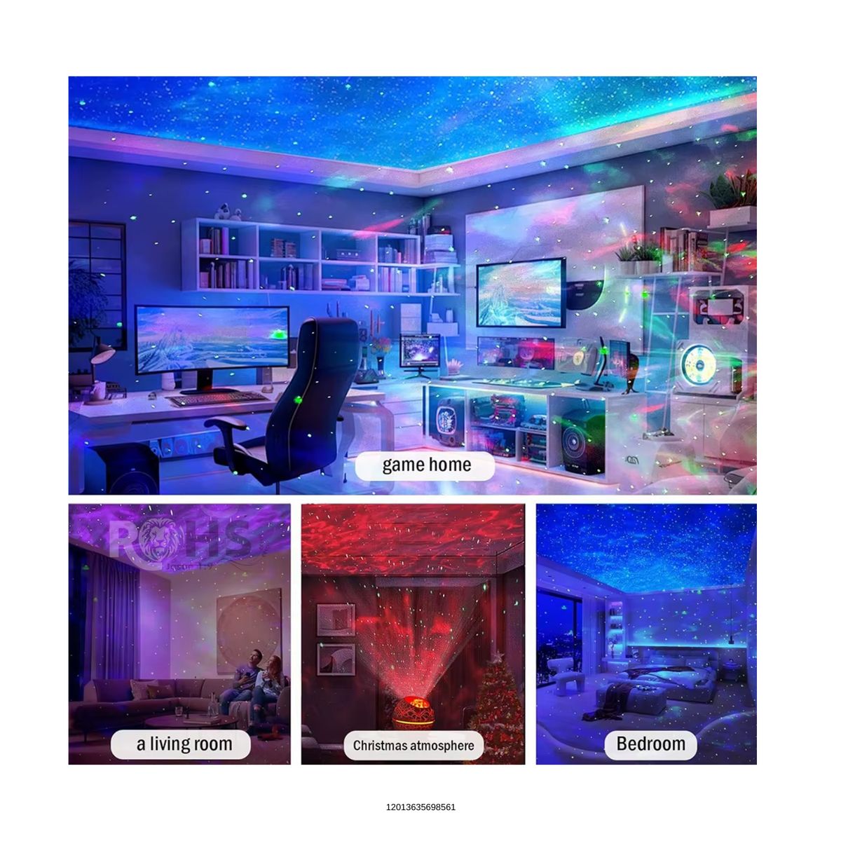 ROHS - Lámpara Parlante Proyector Galaxy Modelo Huevo de Dinosaurio con Bluetooth + Control