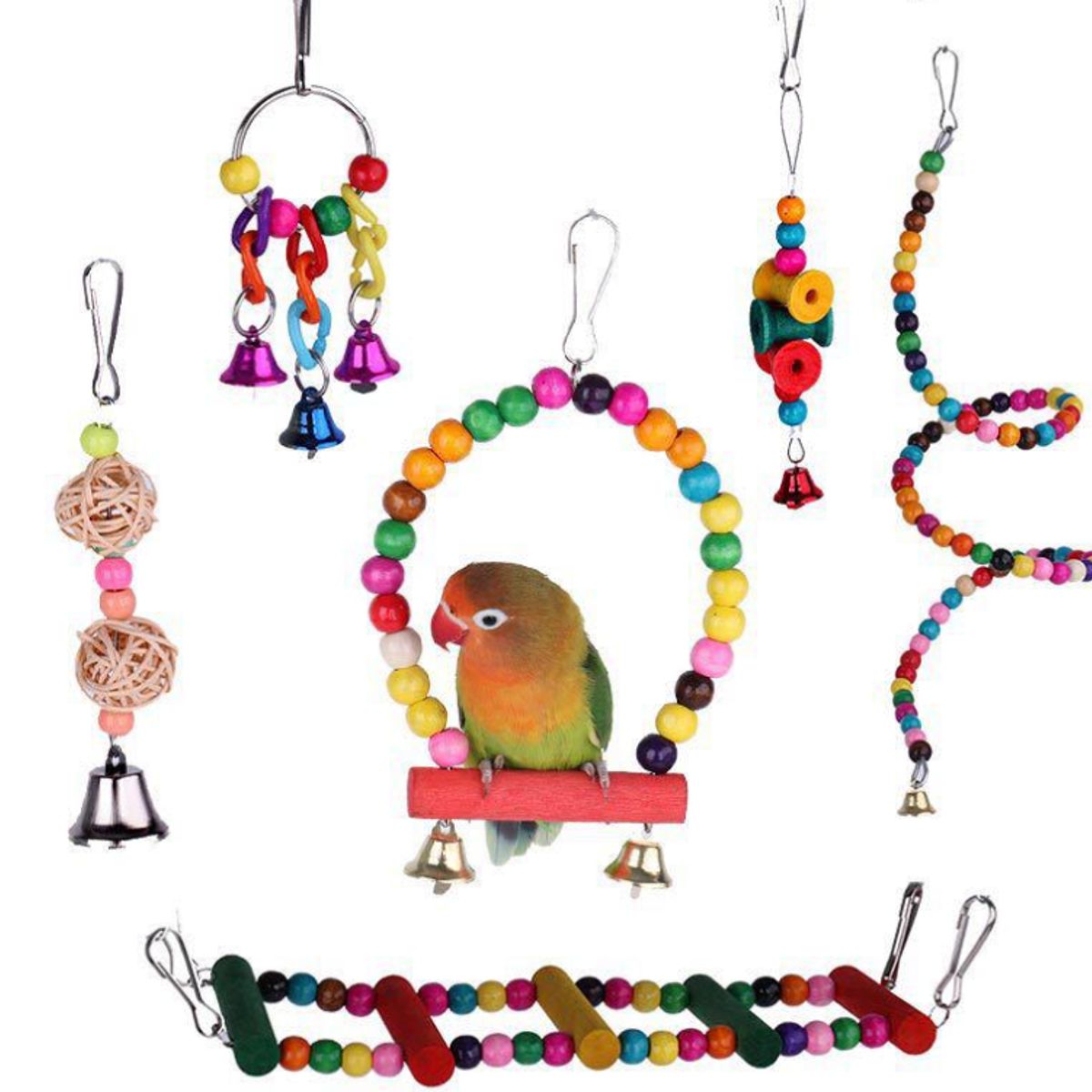 BAALATHKKO5 - 6 Set De Juguete Loro, Accesorios Para Jaulas De Pájaros