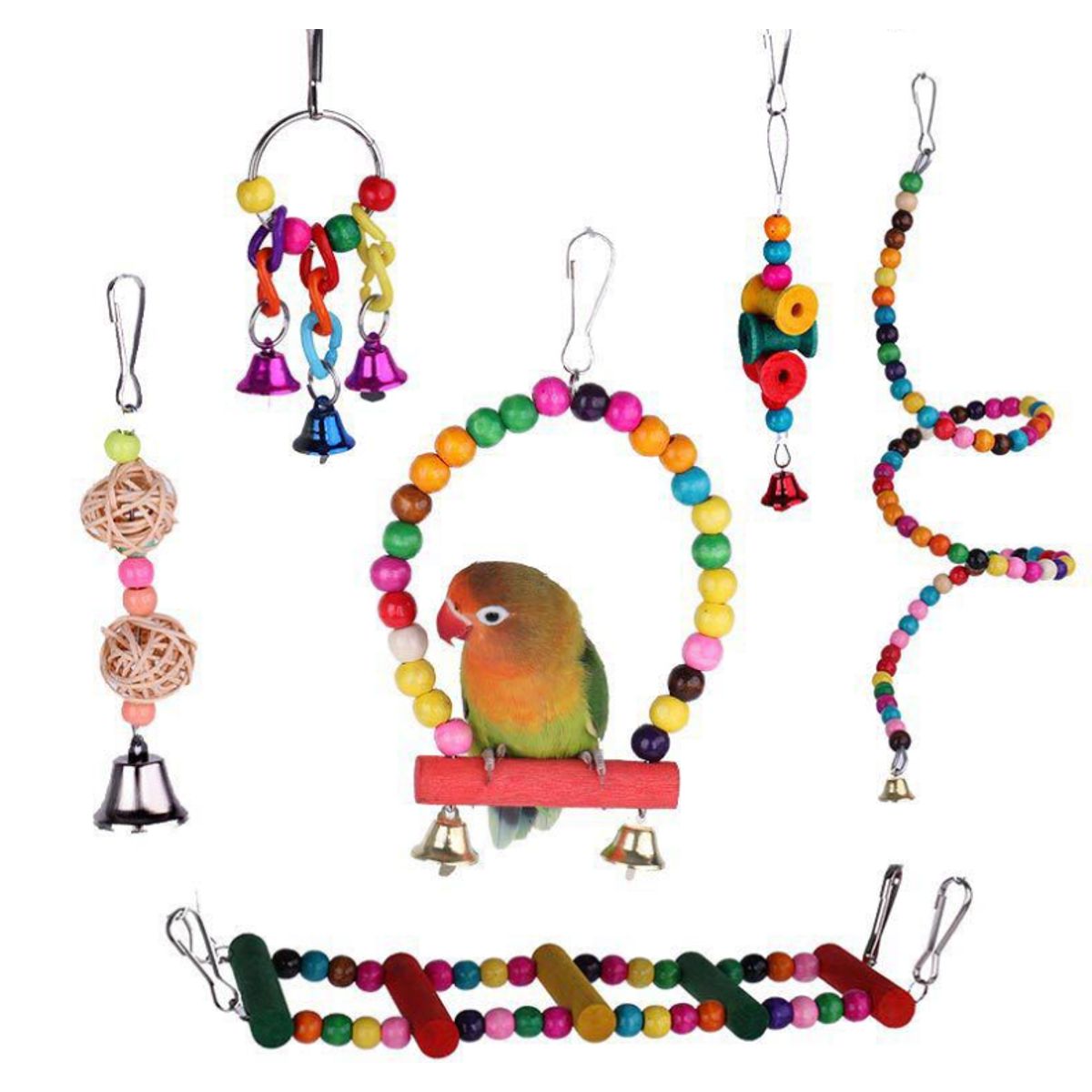 BAALATHKKO5 - 6 Set De Juguete Loro, Accesorios Para Jaulas De Pájaros