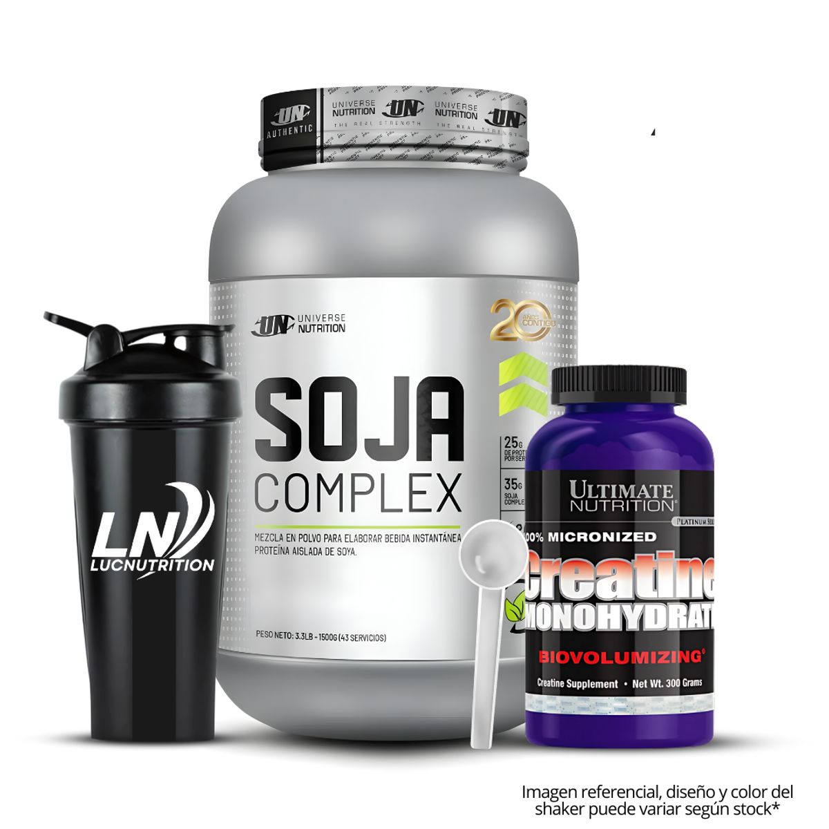 UNIVERSE NUTRITION - Soja Complex 1.5 KG Proteina de Soja - Chocolate + Creatina Ultimate Nutrition 300 g + Shaker