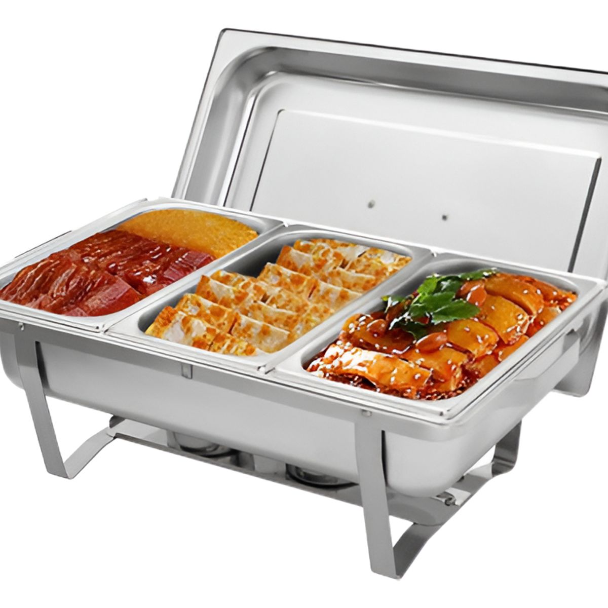 ANYHOGAR - Chafer Bufetera Triple Vaporeras Cacerola Acero Inoxidable