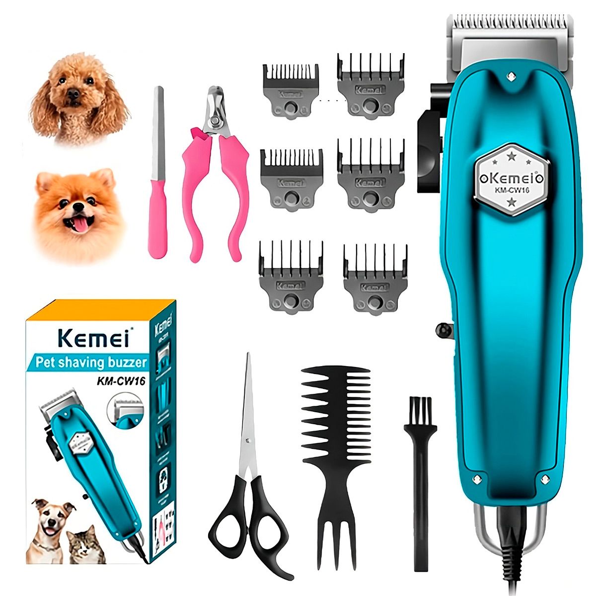 KEMEI - Cortadora De Pelo Mascota Kemei KM-CW16 Inalambrico Pantalla