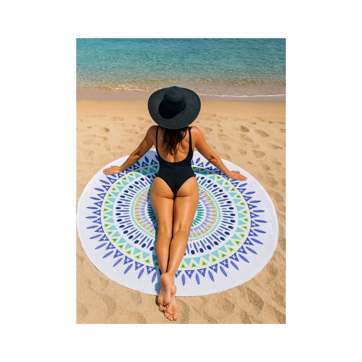 GENERICO - Toalla Redonda Mandala Premium para Playa  Estilo Comodidad y Verano Sin Límites