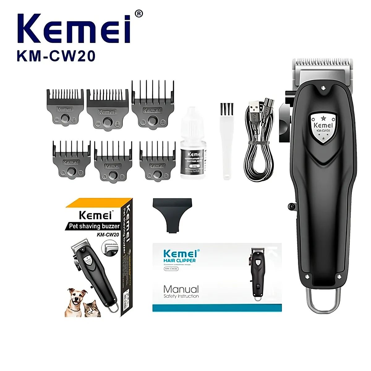 Kemei KM-CW20 Cortadora De Pelo Para Mascotas Recargable, marca KEMEI - Foto 2