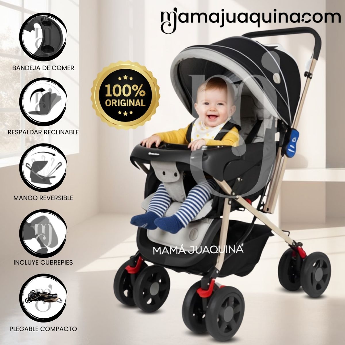 Baby - Coche Cuna Baby Happy «VINTAGE CRAFT» Black