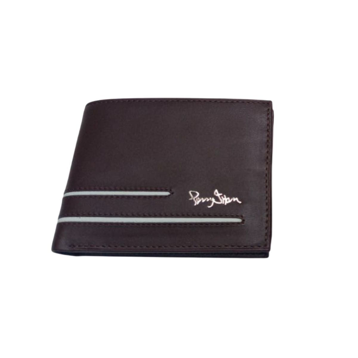 PERRY JHAN - Billetera Ejecutiva de Cuero marrón para Hombre - Diseño lineal