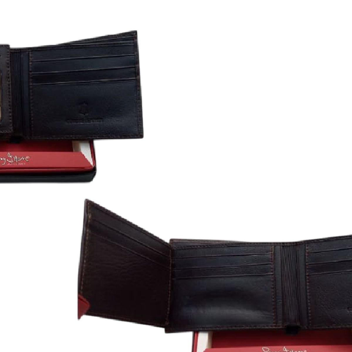 PERRY JHAN - Billetera Ejecutiva de Cuero marrón para Hombre - Diseño lineal