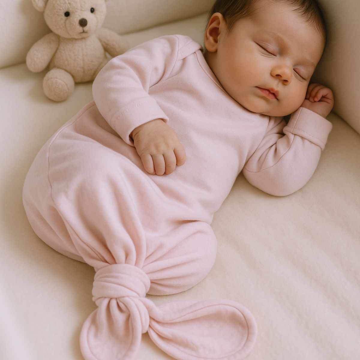 ECOBEBE - Pijama Nudo Bebé - Rosa 100% Algodón Orgánico - Ecobebe