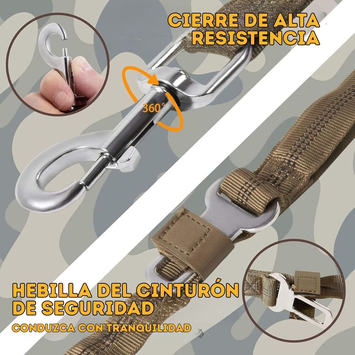 IMPORTADO MC - Correa Elástica Táctica Antitirones para Perros medianos y Grandes Clip de Seguridad y Asa Doble