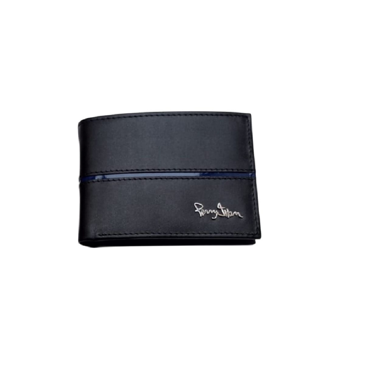 PERRY JHAN - Billetera Ejecutiva de Cuero negro para Hombre - Diseño lineal