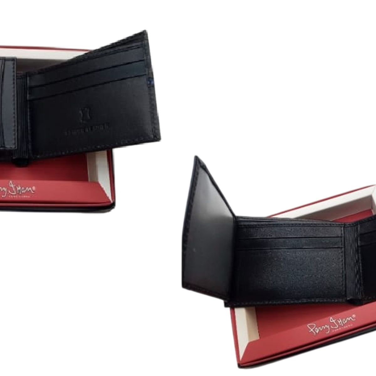 PERRY JHAN - Billetera Ejecutiva de Cuero negro para Hombre - Diseño lineal