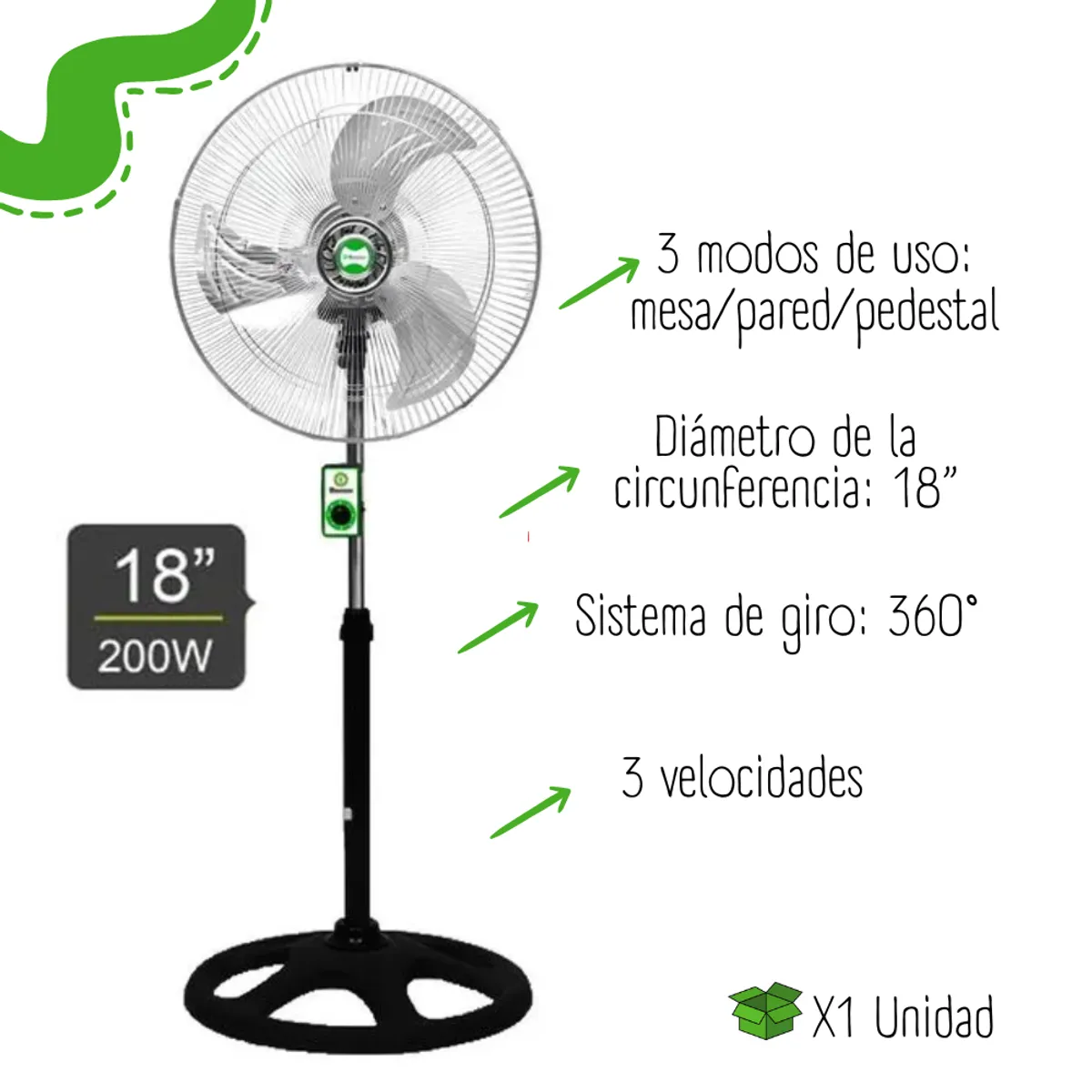 BOSSKO - Ventilador Bossko Orbital 18" 3 en 1 BK-8220VO