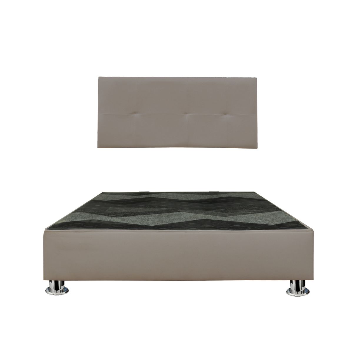 GENERICO - Box tapizado P.cromadas + cabecera refoforzada Brisa 2 plz - Beige oscuro