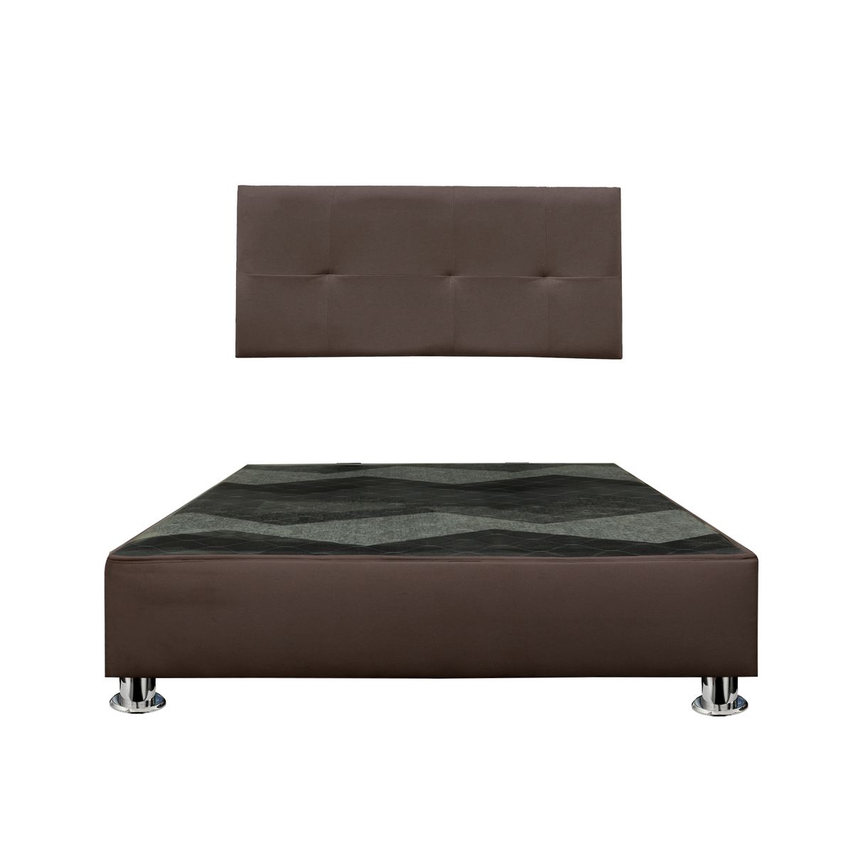 GENERICO - Box tapizado P.cromadas + cabecera refoforzada Brisa 2 plz - Marrón