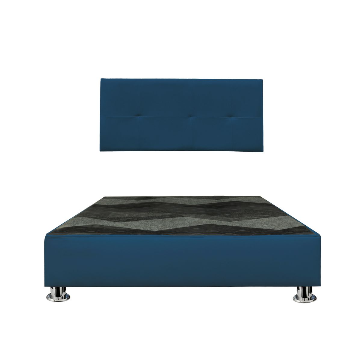 GENERICO - Box tapizado P.cromadas + cabecera refoforzada Brisa 2 plz - Azul