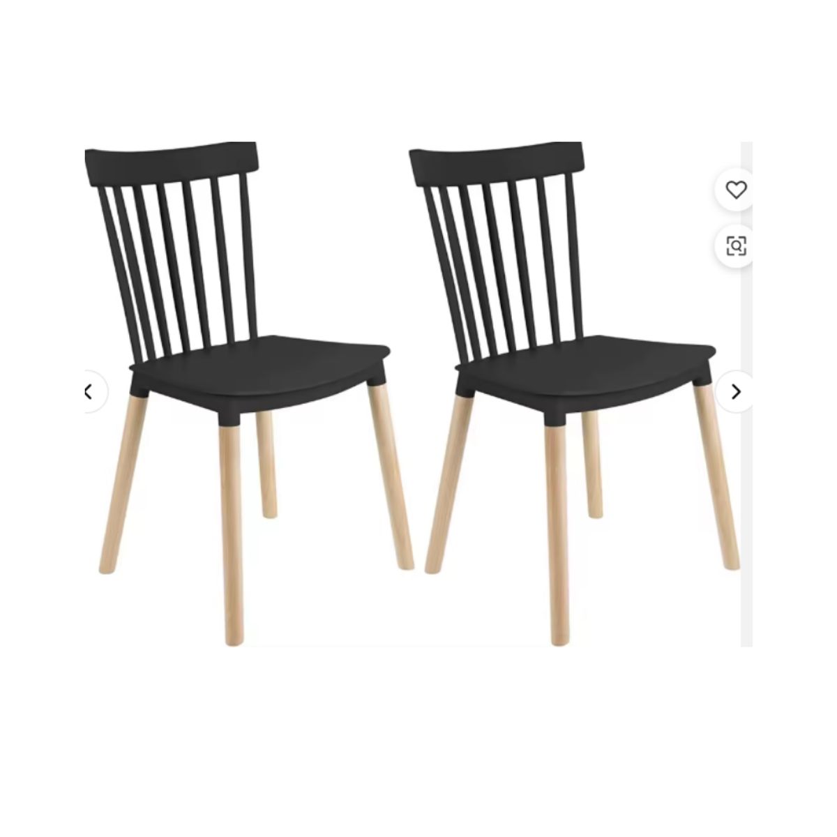 PET MOOD - Silla Windsor Moderna Negra C Patas De Madera Para Comedor o Cocina