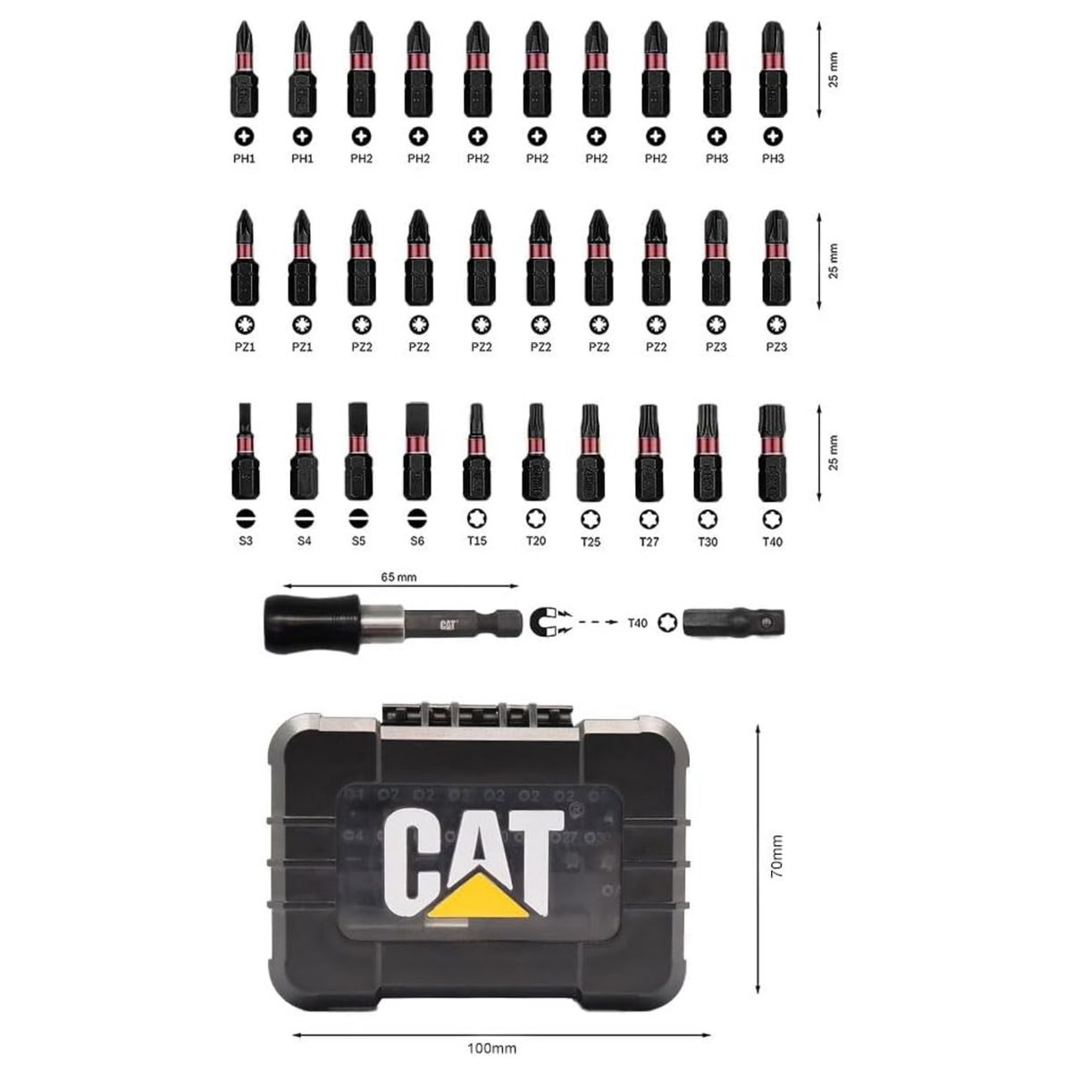 DEWALT - PUNTILLAS SET DE BITS PARA ATORNILLAR Cajita x 32 Pzas DA01901 CAT