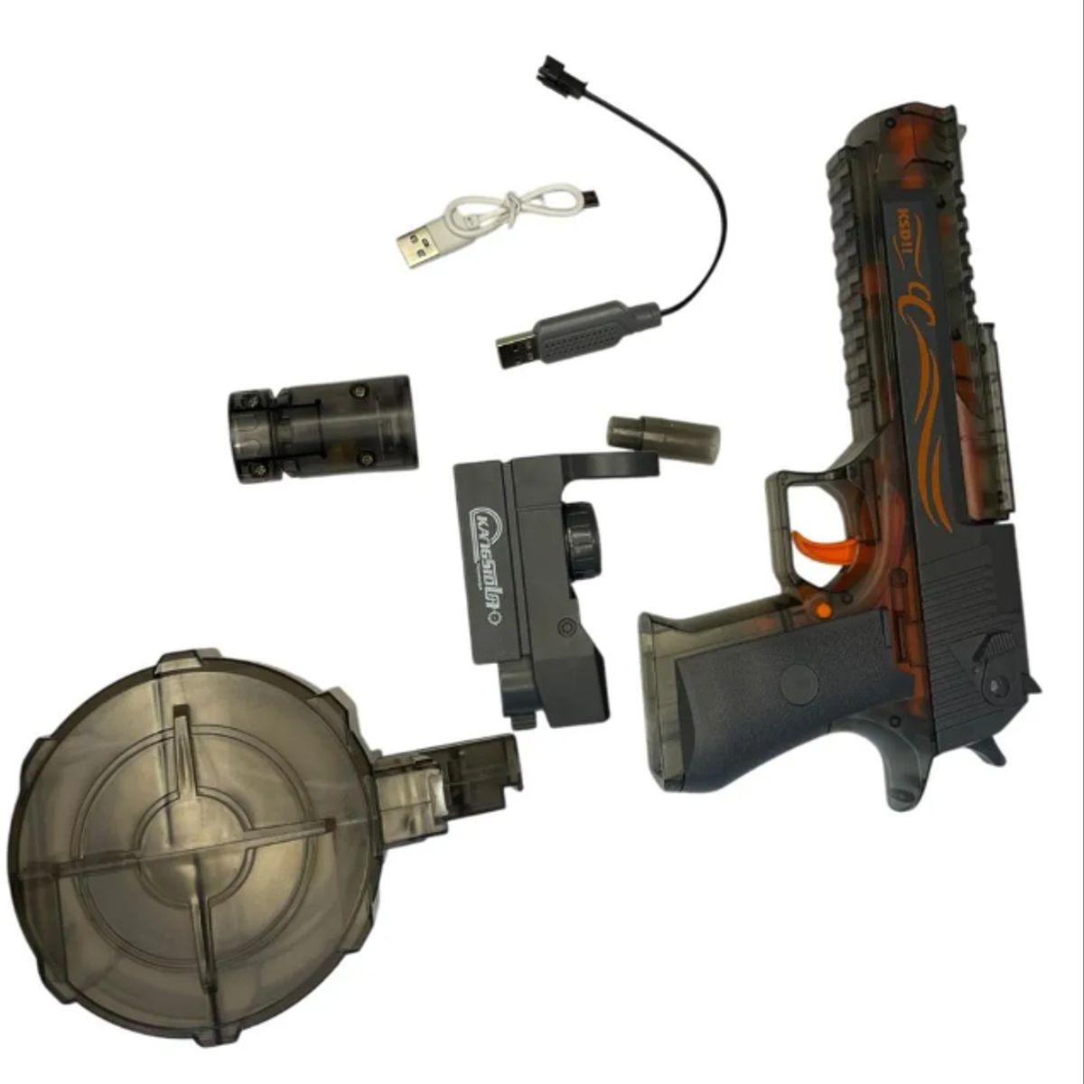 GENERICO - PISTOLA DE AGUA ELECTRICA UZI RGB RECARGABLE