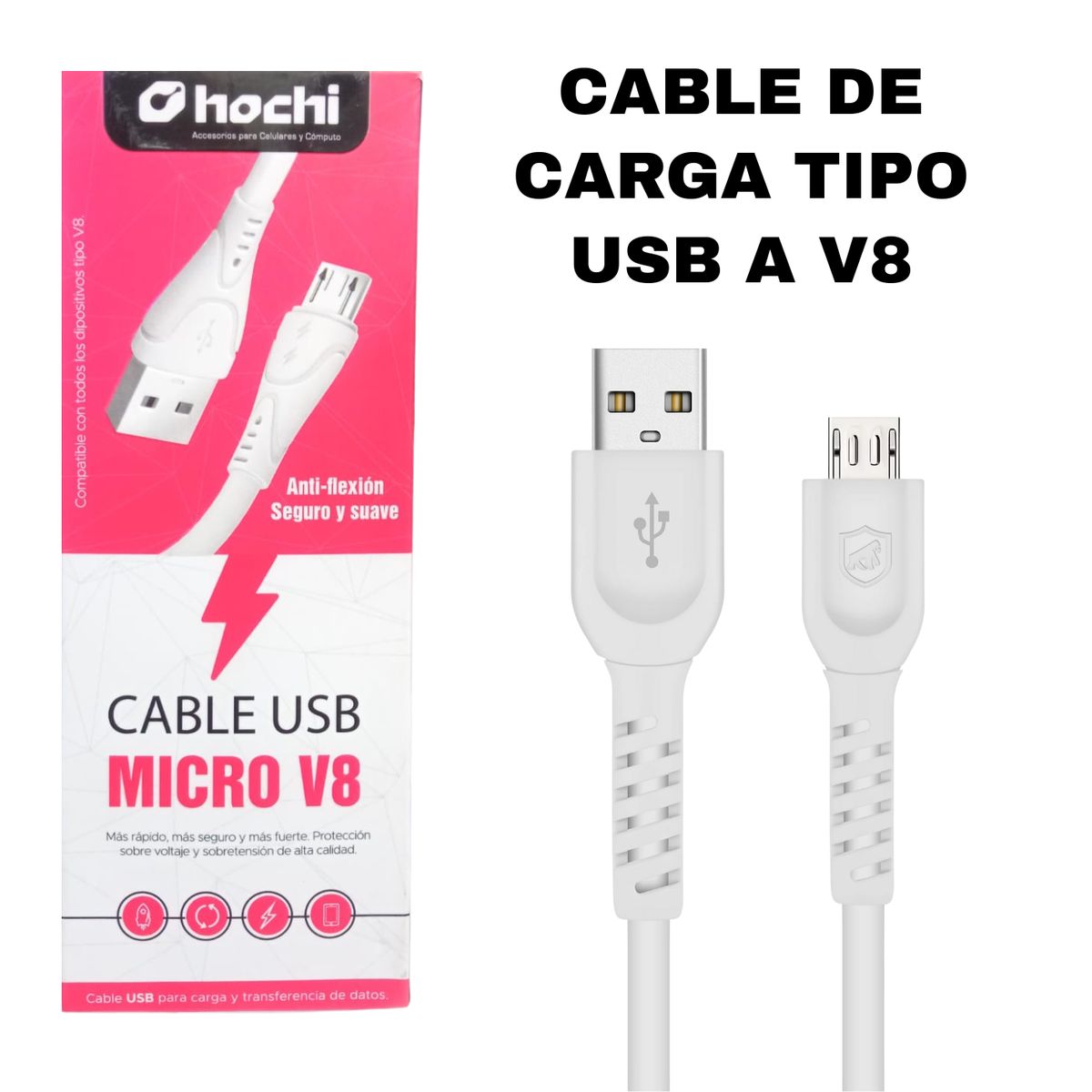 GENERICO - CABLE DE CARGA TIPO USB A V8 HOCHI