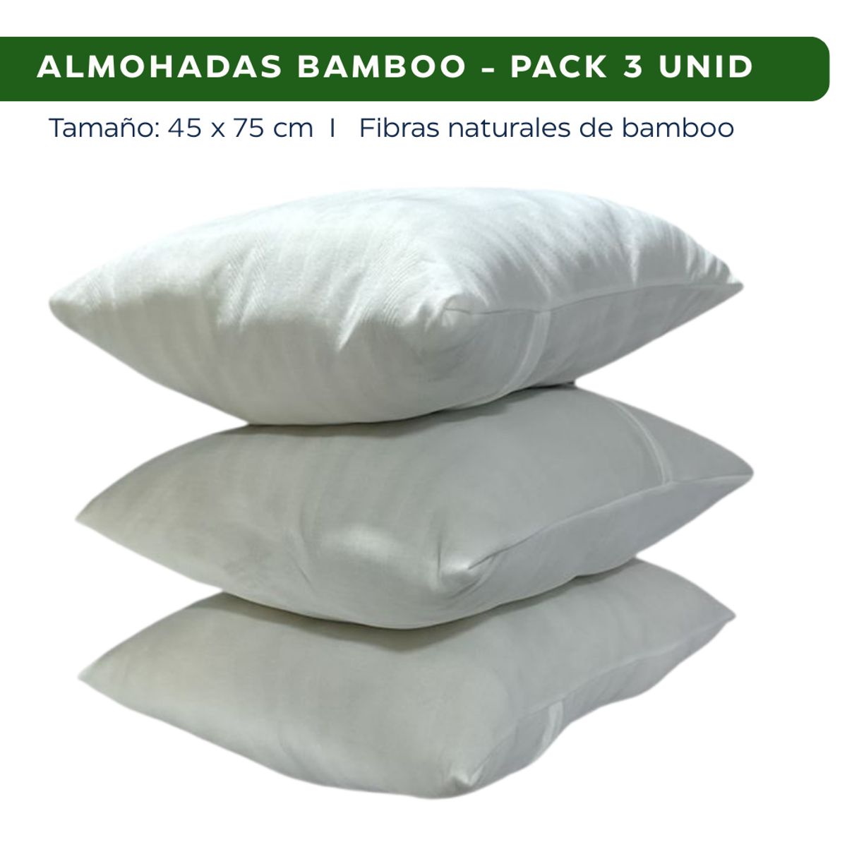 GENERICO - PACK Almohada de Bamboo, 3 unid