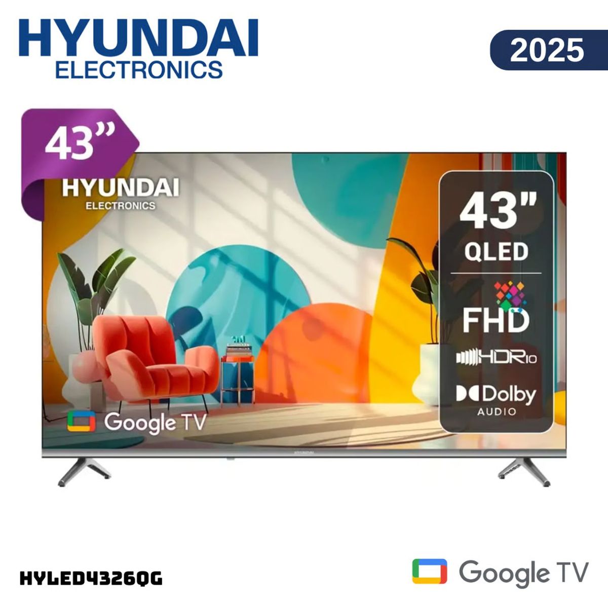 HYUNDAI - TELEVISOR HYUNDAI 43 QLED SMART TV GOOGLE TV FHD HYLED4326QG